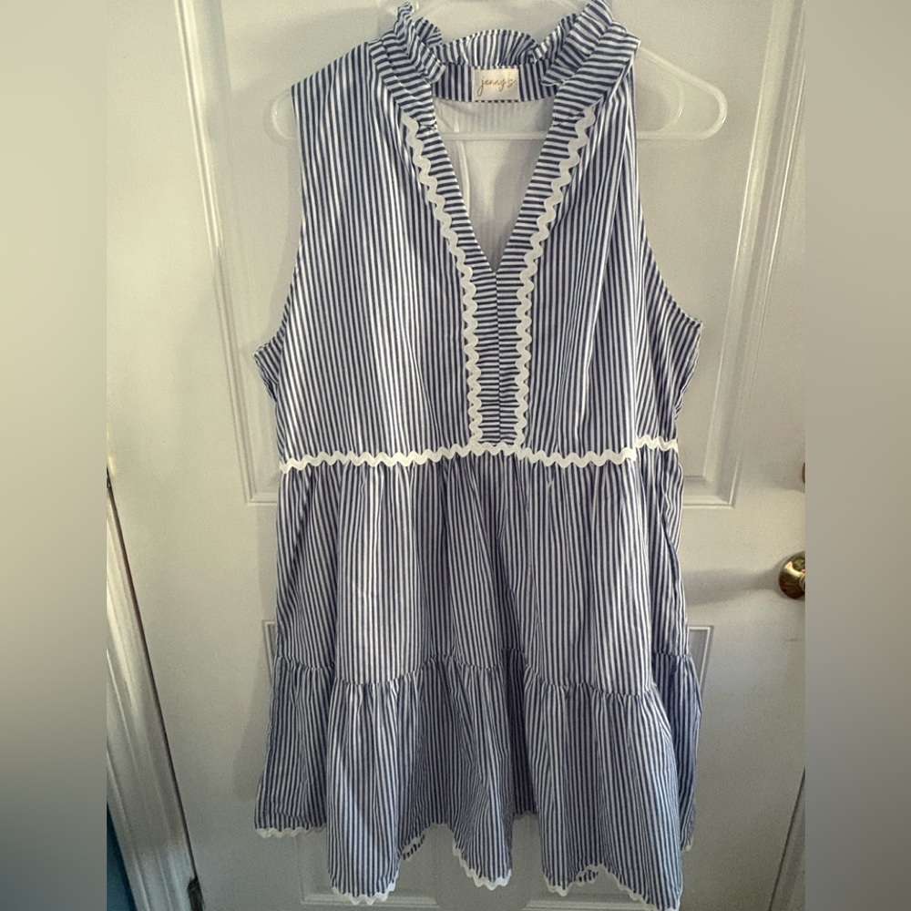 Striped Blue and White Mini Dress